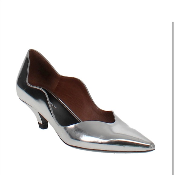 $595 NEW Proenza Schouler silver wave kitten heels 36.5 6 6.5 pointy almond toe - Picture 4 of 6